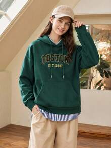 Whitmere Men's Hoodie Sweatshirt, Urban Casual Letter Print, Relaxed Fit, Daily, Spring Summer - Green - View 8
