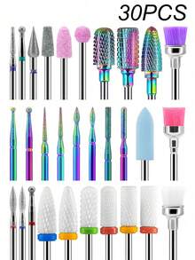 10/30Pcs Professional Nail Drill Bits Ceramic Diamond Cuticle Efile Carbide Remover For Home Salon Acrylic Gel Nail Manicure Pedicure Tools - Multicolor - View 11