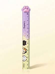 1pc Pixel Cat Paw 15cm Transparent Ruler, Highly Attractive Student Measuring Drawing Wavy Scale Ruler - Multicolor - View 10