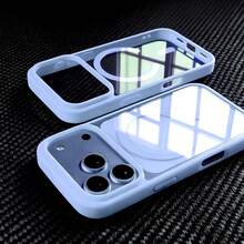 Minimalist Macaron Color Transparent Magnetic Phone Case Compatible With Iphone 18 Pro 18 Pro Max, Shockproof Anti-Drop Hard Shell Compatible With Iphone 17 Pro Max 16 Pro Max 15 14 Plus 13 12 Mini 11 XS Max 7 8 Plus SE2020 SE2022 - Far Peak Blue - View 7