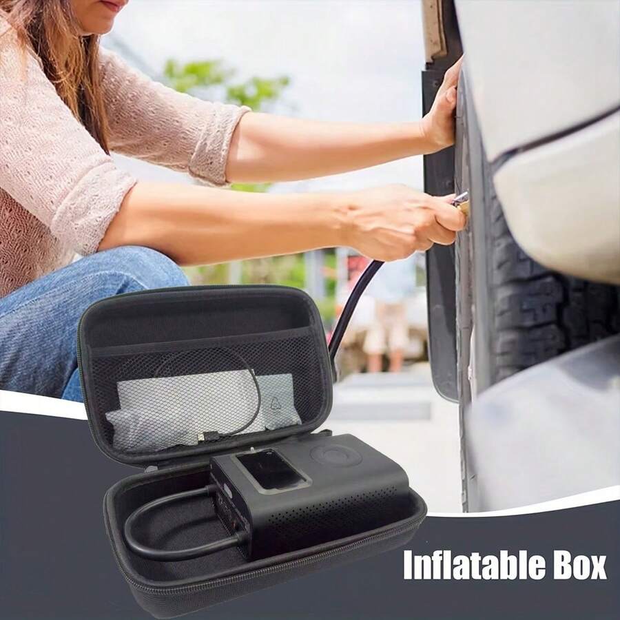 Eva Air Compressor Storage Bag, Hard Shell Carrying Case For Tire Inflator, Portable Organizer Case For Air Pump, Hoses, Cables And Accessories, Protective Travel Bag - Black - View 1