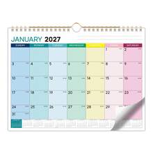2027 Colorful Wall Calendar, 12-Month Full Year Calendar, Large Grid Writing Space, Home Office Schedule Planning Calendar, Full Year Time Management Planner - Color - View 1