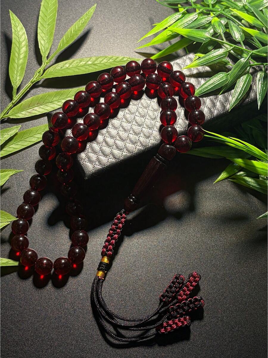 1pc New Ramadan Ramadan 45-Bead Handmade 4-Tassel Woven Resin Prayer Beads Bracelet, Comfortable Handheld Prayer Beads For Ramadan Prayer And Prayer Beads