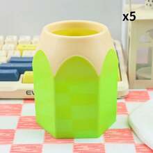 1pc Plastic Pen Holder, Desktop Organizer, Creative Round Design, Student Stationery, Large Capacity, Premium Luxury Style, Storage Box Pen Holder - Multicolor - View 9