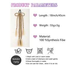 Synthetic Braided Ponytail Extension Claw Clip For Women, Long Multi Braid Bow Hairpiece With, Wedding Prom Party Formal Bridesmaid, Holiday Gifts - Multicolor - View 4