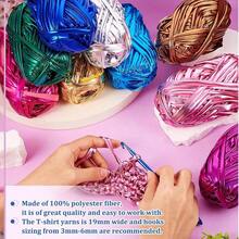 KNIT-TRANS 3pcs 300g Multi-Color Artificial Leather Yarn, Polyester Metallic Crochet And Knitting Yarn, 33m/36yds Per Roll, Suitable For DIY Bags, Blankets, Cushions, Rugs, With Eye-Catching Unique Metallic Tone - Multiple Styles - View 7