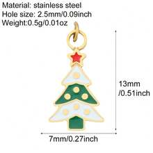 Stainless Steel Christmas Themed Oil Drop Pendant, Santa Claus, Christmas Tree, Gingerbread Man Pendant, DIY Handmade Jewelry Making Accessories, Christmas Gift - Gold - View 15