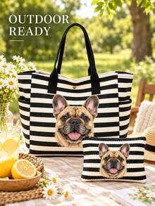 Tas Tote Foto dan Nama Hewan Peliharaan yang Dipersonalisasi, Tas Bahu Kapasitas Besar, Tas Tote Lipat yang Dapat Disesuaikan dengan Logo Nama, Tersedia dalam Berbagai Warna, Tas Bahu Kapasitas Besar Warna Polos, Cocok untuk Kerja - MultiWarna - View 4