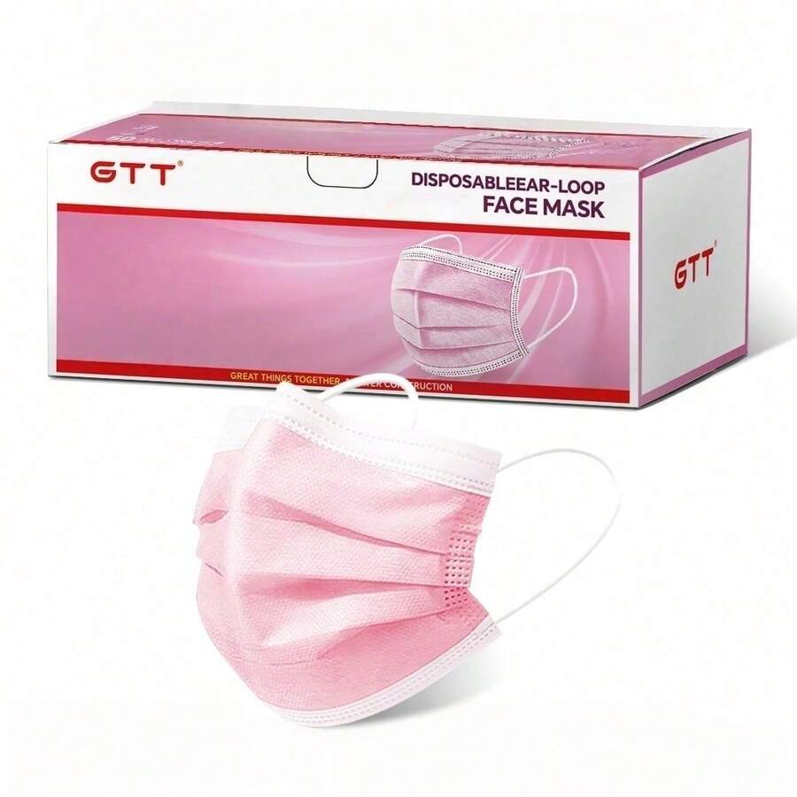 50pcs, Boxed, Disposable Folding Mask, Available In All Seasons, Four Colors, Soft Skin, 3-Layer Mask-Ideal For Family, School, Office And Outdoor!