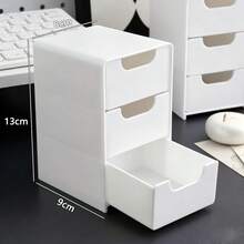 1/2/3pcs Mini 3-Layer Desktop Storage Box, 3-Compartment Drawer Style Minimalist Cosmetic Organizer, Women's Travel Essential Desktop Storage Box Furniture, Office Organizer, Jewelry Storage, Suitable For Office, Study, School - Multicolor - View 9