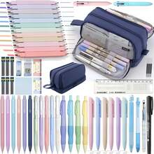 Morandi 59PCS School Supplies With Pencil Case, Stationery Set, 6 Multicolor Pens, 12 Pastel Highlighters, Gel Pens, 10 Mechanical Pencils, Back To School, College Essentials For Students - Sets - View 2