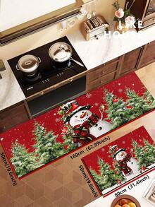 1/2pcs Christmas Kitchen Decor Rugs, Winter Kitchen Mats And Pads, Non-Slip Washable Absorbent Kitchen Accessories Decorative Floor Mat, Christmas Holiday Gift! - Multicolor - View 12