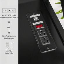 Mesa de entrada con estantes de almacenamiento, mesa de consola con tomas de corriente y puertos USB, mesas estrechas de madera con diseño en forma de X para sala de estar, pasillo, sofá - Negro - - Ver 6