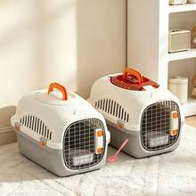 1pc Portable Hard Shell Cat Carrier, Secure Pet Travel Cage With Lock, Top-Opening Design, With Ventilation Holes, Suitable For Kittens, Puppies And Small Pets - Multicolor - View 9