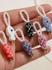 1 buah Liontin Ikan Polka Dot Keramik Aneka Warna, Rantai Mutiara Imitasi Stainless Steel untuk Pembuatan Perhiasan DIY - MultiWarna - View 5
