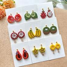 Fresh Fruit Theme Polymer Clay Cutting Molds, Summer Fresh Fruit Shaped Clay Cutters, Grapefruit, Fig, Dragon Fruit, Banana, Lime, Kiwi, Star Fruit Patterns, DIY Handmade Earrings, Pendants, Brooches Making, Compatible With Polymer Clay, Air Dry Clay, Smooth Cut, Handmade Jewelry DIY Craft Accessories - Fruit-themed - View 2