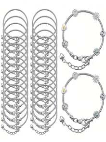 20pcs - Charming Snake Chain Bracelet Set, Adjustable Bracelets With Lobster Clasp Extension Chain, DIY Jewelry Making Materials, Handmade Bracelet Kit, Gift For Her - Bracelet Set - View 2