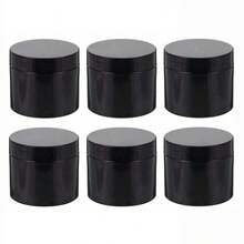 6pcs-Diameter 7 Centimeters,Black Plastic Jars With Lids, Cosmetic Containers Jars With Wide-Mouth For Slime, Beads, Rhinestones, Sequins Cosmetics, Lotion, Cream, Ointments And More ,There Are 8 Capacities To Choose From - View 1