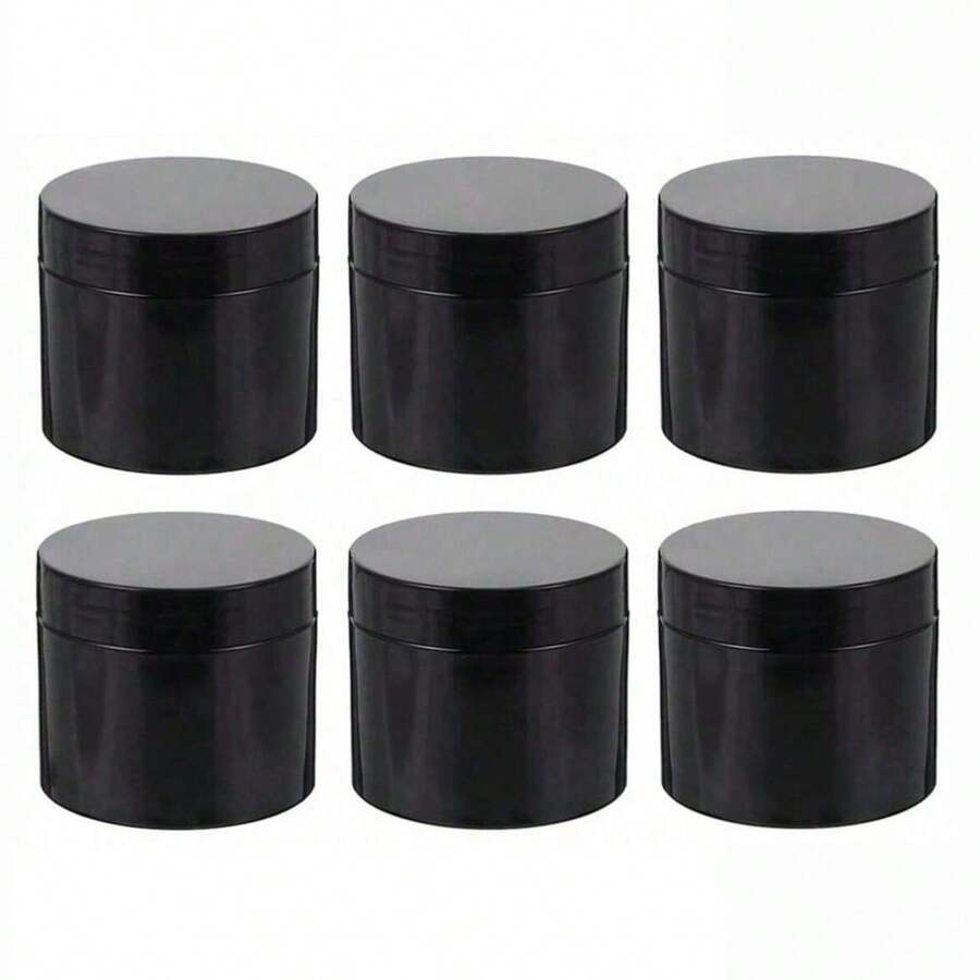 6pcs-Diameter 7 Centimeters,Black Plastic Jars With Lids, Cosmetic Containers Jars With Wide-Mouth For Slime, Beads, Rhinestones, Sequins Cosmetics, Lotion, Cream, Ointments And More ,There Are 8 Capacities To Choose From - View 1