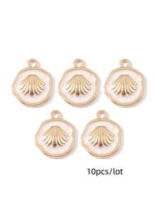 10pcs Random Assortment Ocean Series Gold Oil Drop Alloy Pendants Starfish Shell Gentle Cute DIY Handmade Necklace Bracelet Jewelry Women Gift - Multicolor - View 12
