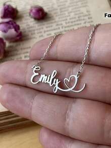 Customizable Cute Name Necklace, Personalized Stainless Steel Heart Pendant Necklace, Forever Love Necklace, Gift For Yourself - Multicolor - View 2