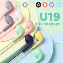 1 Peça Fones de Ouvido Semi-Intra-Auriculares com Fio na Cor Macaron com Microfone, Fones de Ouvido Estéreo, Fones de Ouvido com Fio de 3,5 mm, Adequado para Escuta Diária - Visão 3