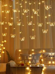 1pc Butterfly Curtain Lights, 3.5m 96 LEDs, 8-Mode Multicolor Flashing Curtain Lights, RGB Suitable For Christmas, Valentine's Day, Wedding, Party, Bedroom, Garden - Controllable Romantic Window Decor Lights USB Curtain Fairy Lights, Christmas Bedroom Bay Window Holiday Atmosphere Lights, Wedding Party Homestay Christmas Tree Decoration Lights, Multicolor Butterfly LED Icicle Curtain Lights, Dreamy Realistic Butterfly Pendant Colorful Lights - M18-butterfly Curtain Lights - View 10