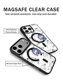 Miniso 1pc New Magnetic Wireless Charging Phone Case, Creative Black Raised Camera Protection, Unique Pattern, Officially Licensed Snoopy Pink Plaid Cartoon Phone Shell, Thick Anti-Drop Protective Cover, Compatible With Apple Series Apple 17/18 Pro Max/Air, 16 Phone Case 11/12/13/14 Plus/XR/7/8 Plus/15 Pro Max, Couple Gift - Black - View 4