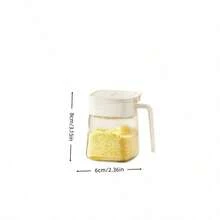 1 Glass Seasoning Jar With Built-In Spoon Handle, Flip Sealed Spice Box, Transparent Square Seasoning Bottle, Dust-Proof And Moisture-Proof Salt, Sugar, Pepper And Spice Storage Box, Tidy Kitchen Countertop, Suitable For Home Cooking - Multicolor - View 12
