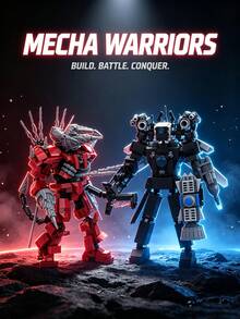 Robot Building Block Model, Game Peripheral Toy, Abstract Cool Appearance Figurine, Suitable For Decoration Display, 500+Pcs DIY Assembly - Multicolor - View 1