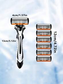 New 6-Layer Men's Razor Set, Includes 12-18-30 Blades, Manual Shaving Razor, Universal Blade Head Depilatory Razor, Plastic Non-Slip Handle, Travel And Home Essential, Dry And Wet Use Manual Razor, Perfect Gift Choice - A - View 4