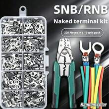 320Pcs 10 Sizes Cold-Pressed Terminal Kit, Thickened Tin-Plated Cable Lug Set, SNB/RNB Bare Terminals, O Ring & Fork Crimp Accessories Combo, Bonus Colored Heat Shrink Tubes For Auto, Marine & All Kinds Of DIY Cable Connections - RNB/SNB Series - View 2