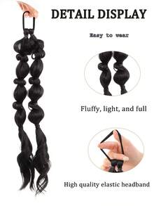 18Inch Long Braided Hair Extension Ponytail, Women's Ponytail With Elastic Rubber Band, Suitable For Christmas, Daily Wear, Parties And More - Multicolor - View 4