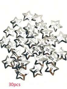10/20/30/50/100pcs European And American Hot-Selling Five-Pointed Star BB Hair Clips, Sweet Cool Hot Girl Bangs Clips, Star Hair Accessories Side Clips - Multicolor - View 12