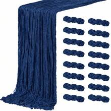 16 Pack Navy Blue Cheesecloth Table Runners, Gauze Table Runner, Rustic Boho Sheer Cheese Cloth Fabric Runner, Long Wrinkled Table Decor Bulk For Wedding, Party, Bridal Shower, Baby Shower, Birthday, Reception, Thanksgiving, Christmas, Garden Party - Navy Blue - View 29