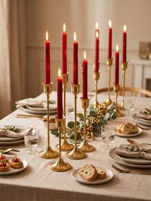 3Pcs Vintage Elegant Metal And Aluminum Desktop Candle Holders, Suitable For Wedding Anniversary, Home And Hotel Decoration, Seasonal And Holiday Tabletop Decor (Candles Not Included) - Copper Color - View 9