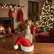 1pc,Santa Hat-Style Soap Dispenser Cover – Christmas Decoration Sleeve For Foaming Hand Soap Bottles, Festive Ornament - Decorative Ornament - View 1