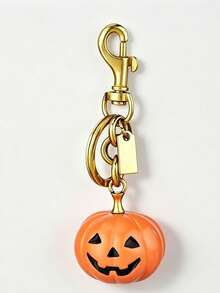 1pc Halloween Skull Pumpkin Shaped Keychain Cute Key Holder Anti-Lost Backpack Decoration - Gold - View 4