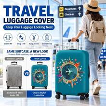 Travel Luggage Protective Cover, World Map Design, Fits 18-28 Inch Suitcases, S/M/L Sizes, Travel Accessories - Green - View 1