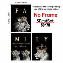 3pcs Modern Abstract Lion Family Inspirational Quote Wall Art Canvas Painting, Suitable For Living Room Decor, Frameless - Multicolor - View 14