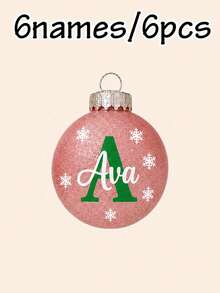 Custom Initial Christmas Ball Ornament, Personalized Holiday Tree Hanging Decor, Sparkly Red Green Bauble, Customized Name Family Keepsake Gift, Customizable Xmas Ornament For Home, Party & Gift Giving, Christmas Decorations, Merry Christmas, Family - Style D - View 14