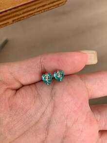 1 Pasang Anting Stud Iris Paraiba, Unik dan Personal, Ukuran Kecil, Nuansa Mewah, Serbaguna, Cocok dengan Warna Kulit - Perak - View 7