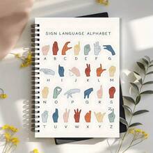 A5 Spiral Notebook With Sign Language Alphabet - Lined Pages, Perfect For Classroom Note Taking And Organization, Ideal For Educational Use, Workplace, Or As A Gift For Friends, Family, Educators And Learners - Minimalist - View 7