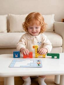 Cartoon Animal Wooden Stackable Puzzle Blocks, Children Balance Stacking Puzzle, Baby Early Education Focus Puzzle, Desktop Toy, Suitable For Babies Over 3 Years Old - Multicolor - View 6