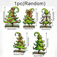 5/1pc Christmas Wooden Tree Decor, Christmas Tree Table Centerpiece, Creative Green Christmas Tree With Wooden Base Logo, Suitable For Farmhouse Style Fireplace Windowsill Room Decoration, Party Holiday Decor, Christmas Decoration - Green - View 8
