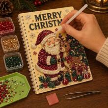 دفتر رسم اللؤلؤ والماس DIY، دفتر يدوي إبداعي، حجم A5، دفتر زخرفي بأجواء العطلات، مناسب للفتيات والمراهقين كهدايا يدوية وديكور منزلي - A5 - مشاهدة 1