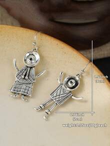 YOYO Creative Human Figure Pendant Earrings - Ideal Fashion Accessory For Friends' Daily Wear - Silver - View 7