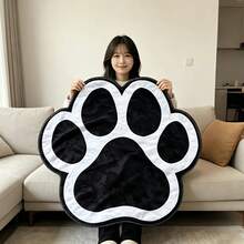 成人犬爪形毯，黑白巨型動物爪印圖案不對稱剪裁新穎披毯，柔軟法蘭絨保暖毯，包邊縫製工藝，適用於沙發床，寵物愛好者個性化家居裝飾趣味禮品毯 - 彩色 - 查看 7