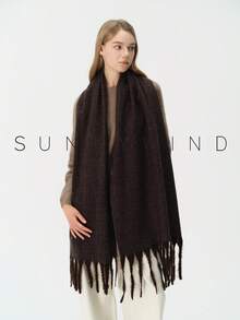 1pc Women's Solid Color Polyester Soft Skin-Friendly Warm Scarf For Daily Use - Dark Grey - View 5