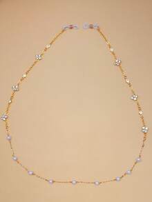 1pc Zirconia Flower Face Chain Eyeglass Chain Anti-Slip Anti-Drop Chain French Fashion Women Accessory - Flowers - View 3